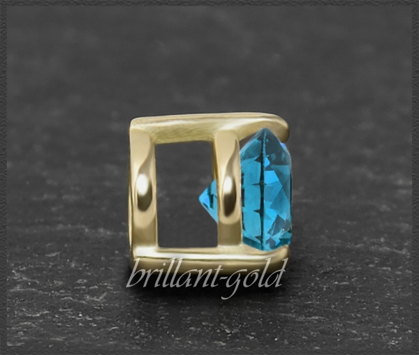 Brillant 585 Gold Anhänger 0,35ct; blau, Si1-2